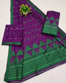 Embroidered Mekhela Chador Silk Blend Saree  (Purple)